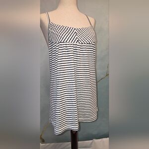 Quicksilver Nautical Striped Spaghetti Strap Tie Back Tank Top - Navy & White M